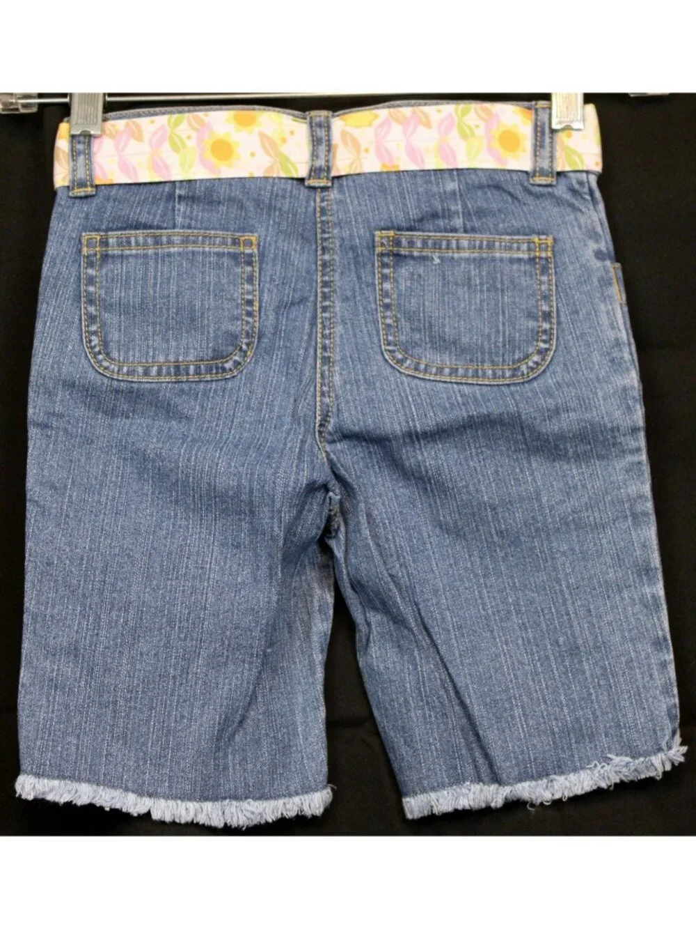 2007 Gymboree Sunflower Fields Denim Shorts sz 5 Country Barn Cut-off Fray Belt